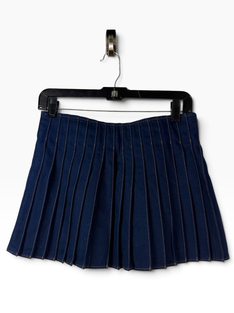 AMI PLEATED DENIM MINI SKIRT