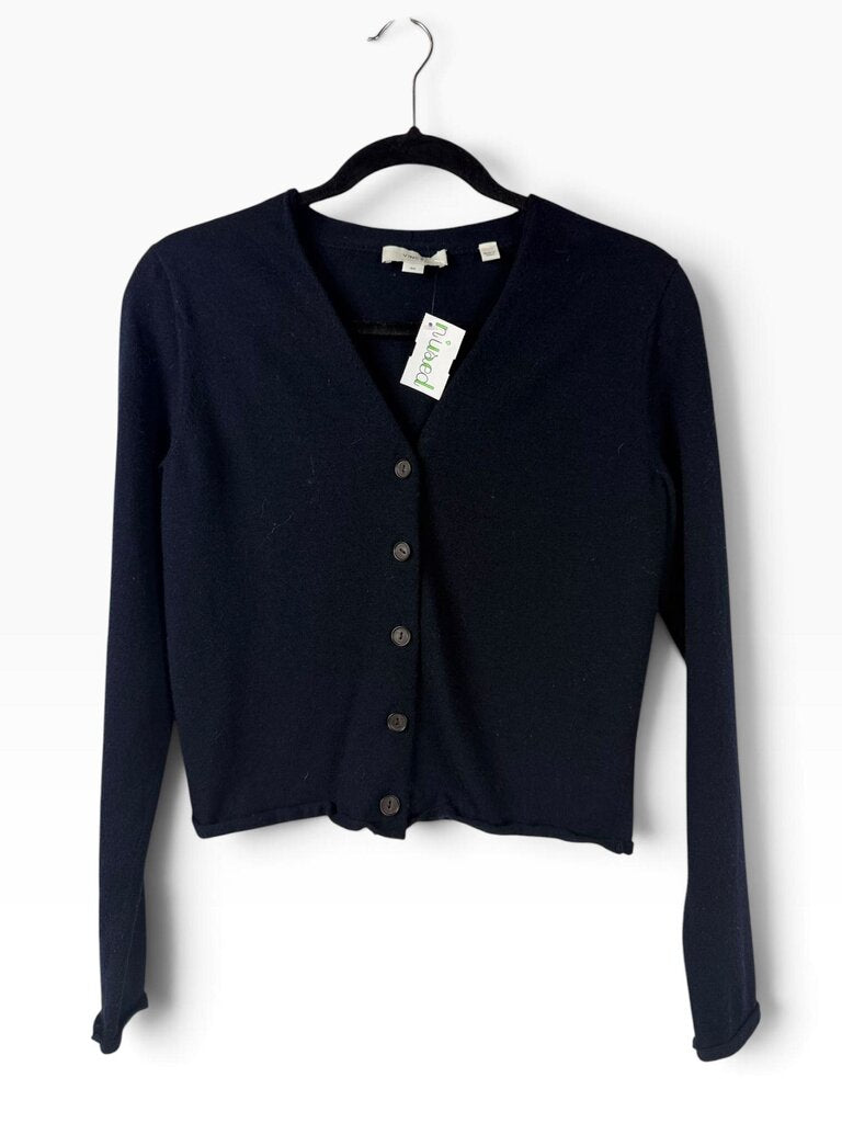 VINCE WOOL BLEND FITTED CARDIGAN