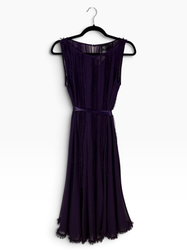 ADRIANNA PAPELL RUFFLE SHEER DRESS