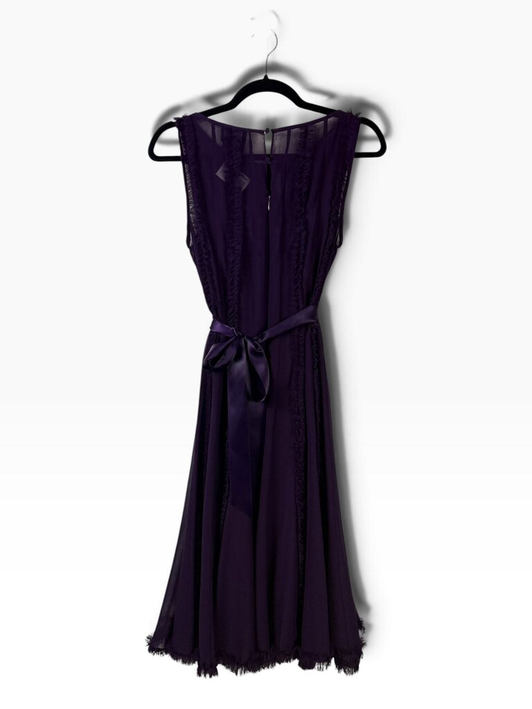 ADRIANNA PAPELL RUFFLE SHEER DRESS