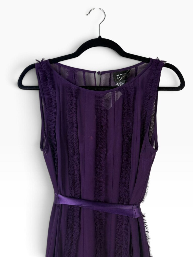 ADRIANNA PAPELL RUFFLE SHEER DRESS