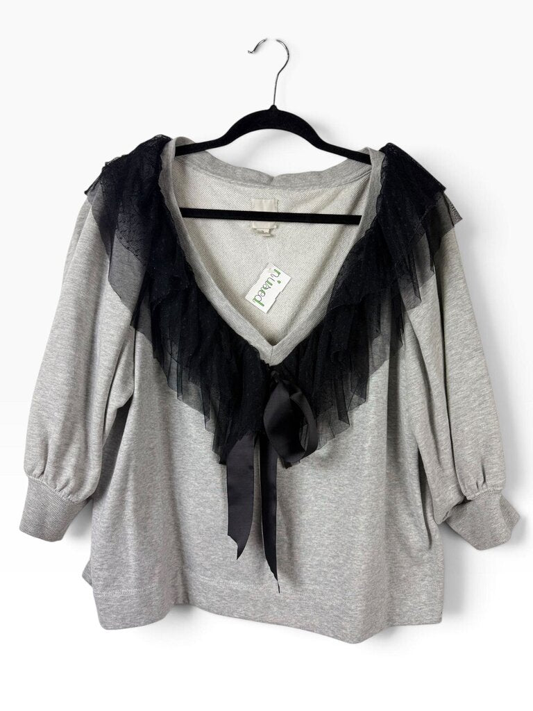 MAEVE MESH RUFFLE NECK SWEATER