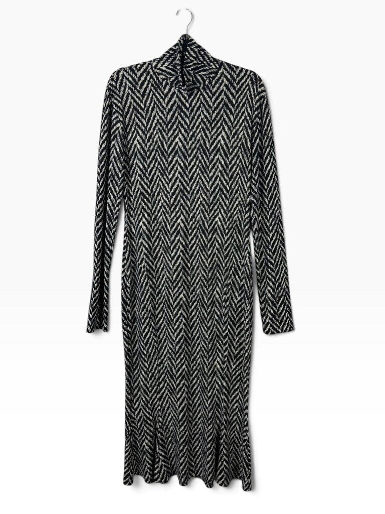 NORMA KAMALI CHEVRON PRINTED MAXI DRESS