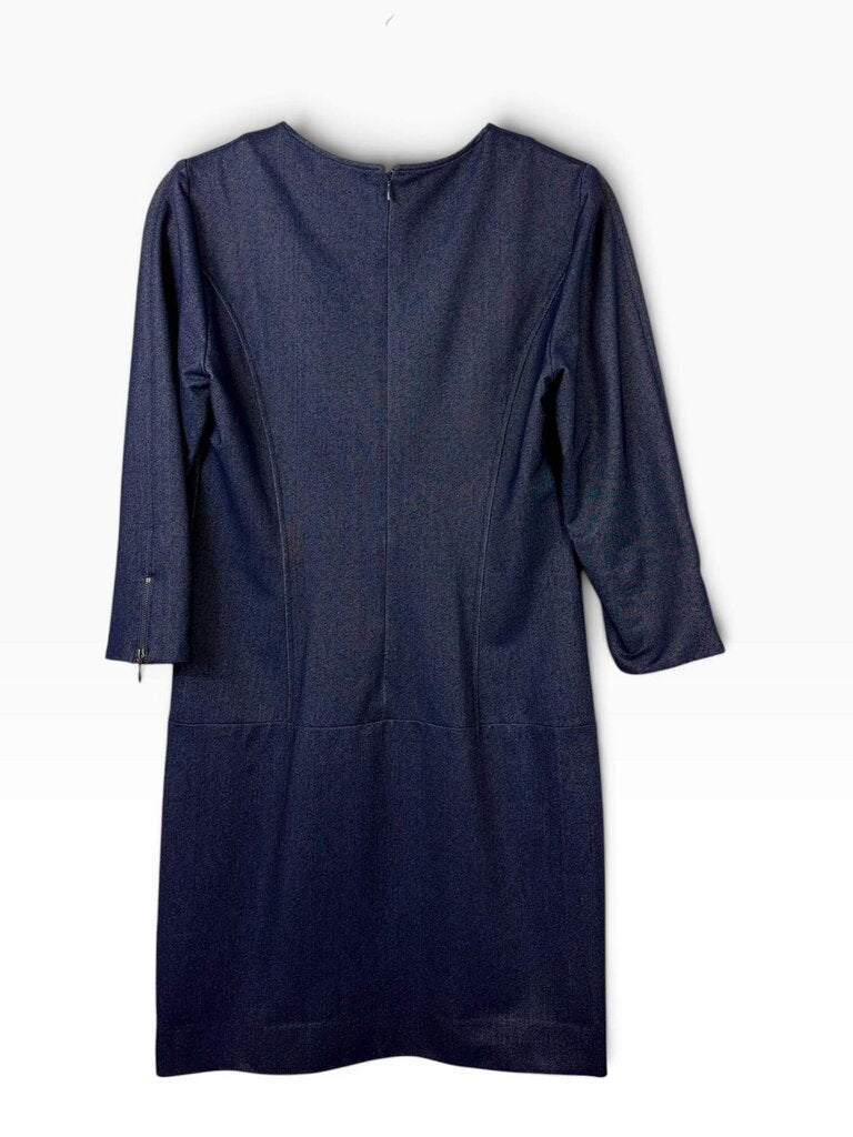 ETCETERA CHAIN LACE UP DENIM SHEATH DRESS