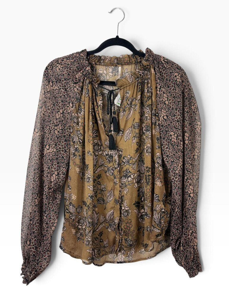 FREE EPOPLE SHEER FLORAL BLOUSE