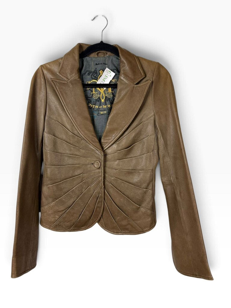 MACKAGE LAMB LEATHER PLEATED JACKET