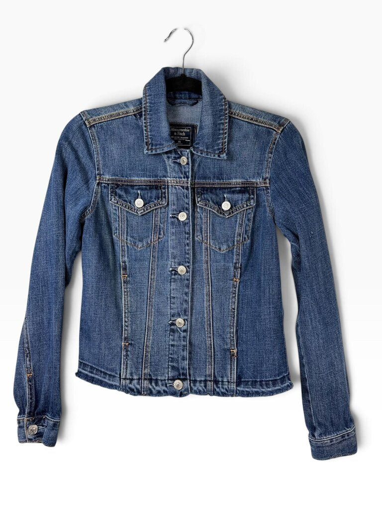 ABERCROMBIE AND FITCH FRAYED DENIM JACKET