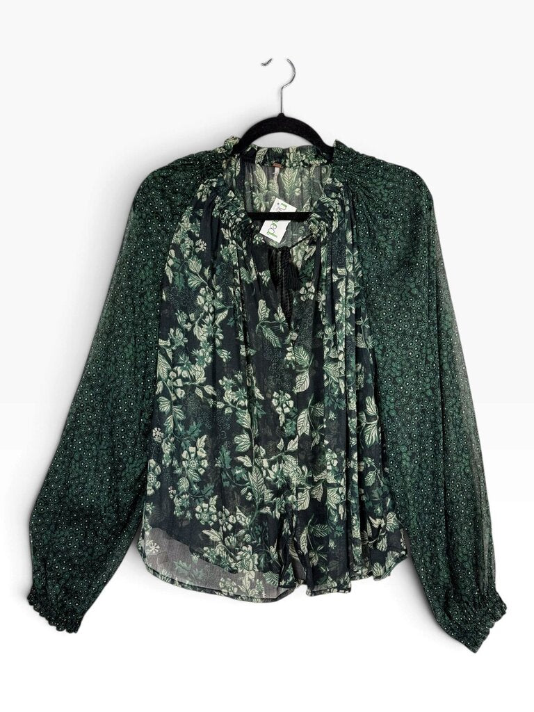 FREE PEOPLE SHEER FLORAL BLOUSE