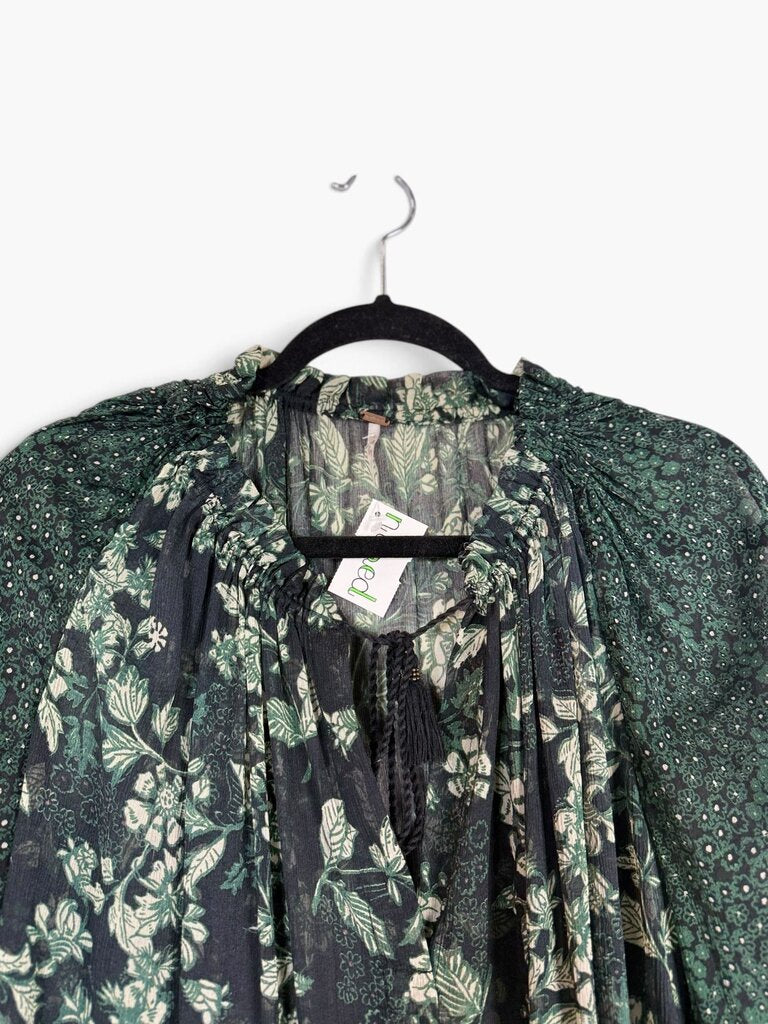 FREE PEOPLE SHEER FLORAL BLOUSE