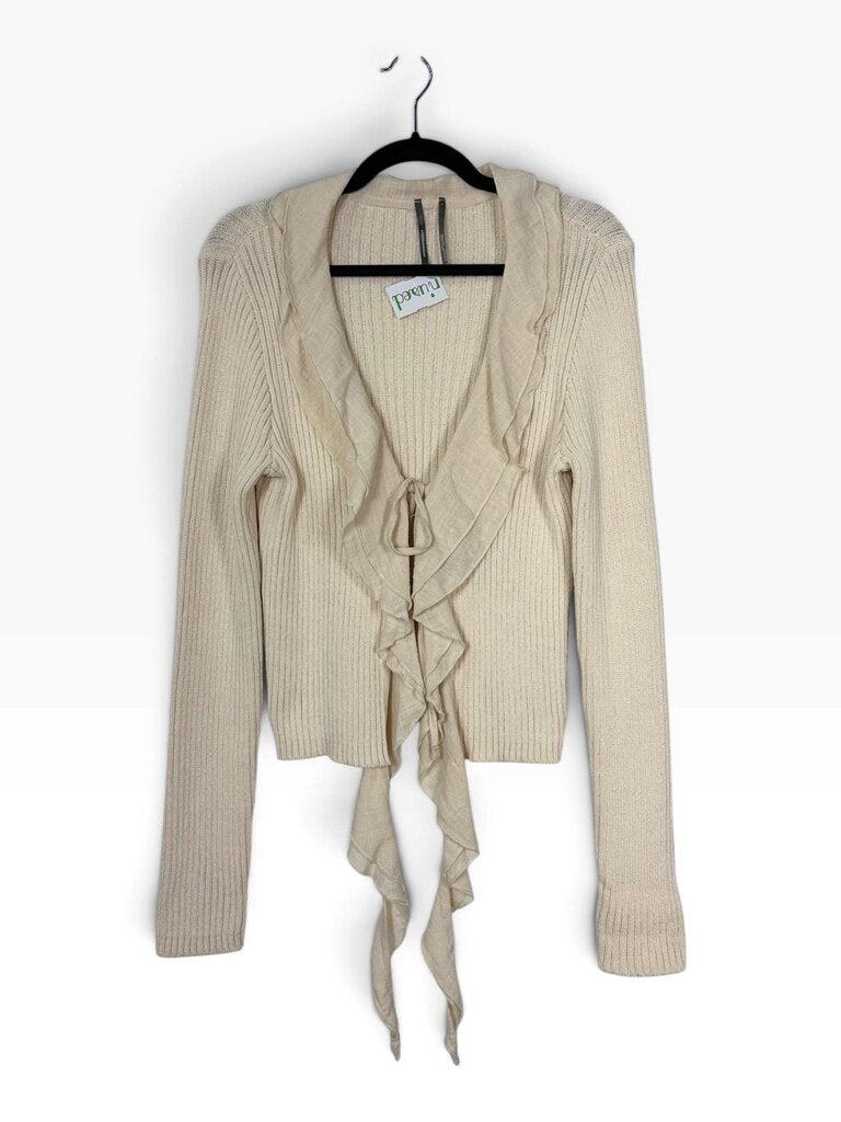 ANTHROPOLOGIE RUFFLE TIE FRONT SWEATER
