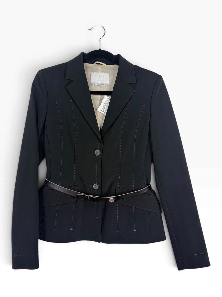 PRADA LINED BLAZER WITH LEATHER BELT