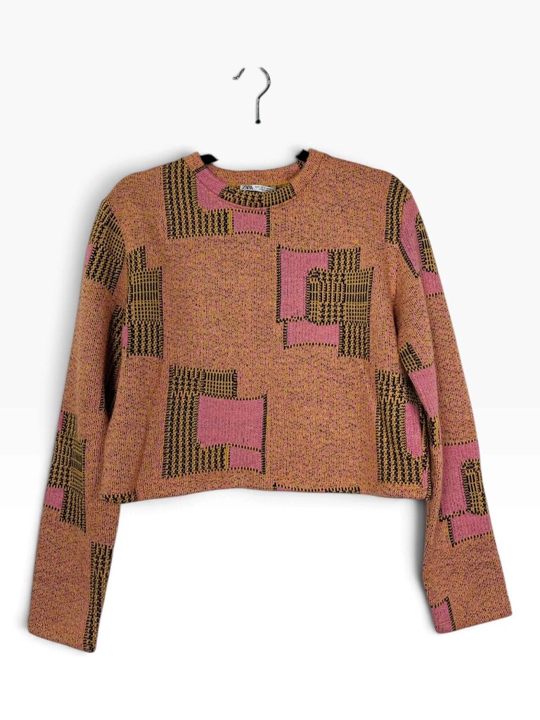 ZARA CROPPED GEO PRINT SWEATER