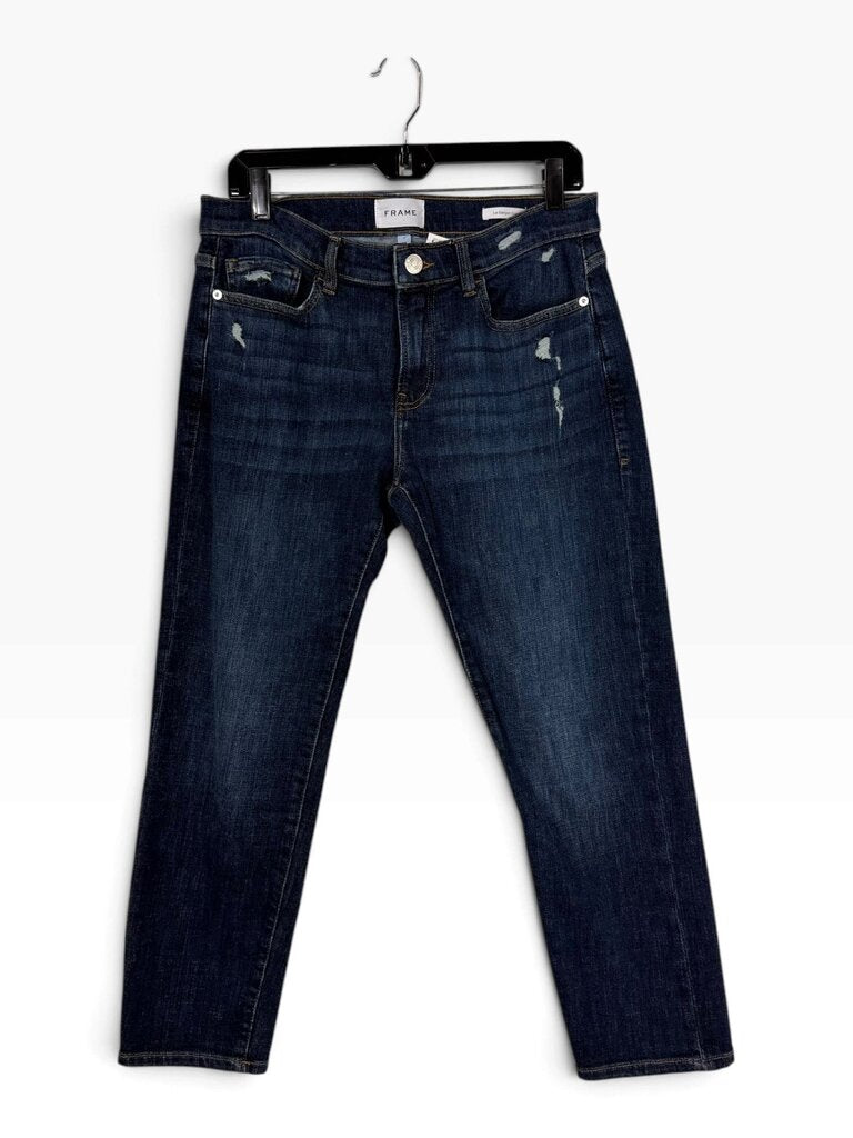 FRAME "LE GARCON CROP" DISTRESSED JEANS