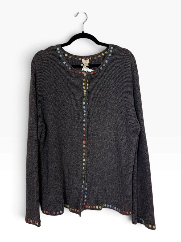 J.JILL RAINBOW TRIM CARDIGAN