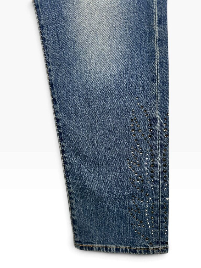 LEVI'S 501 STUDDED STRAIGHT LEG JEANS