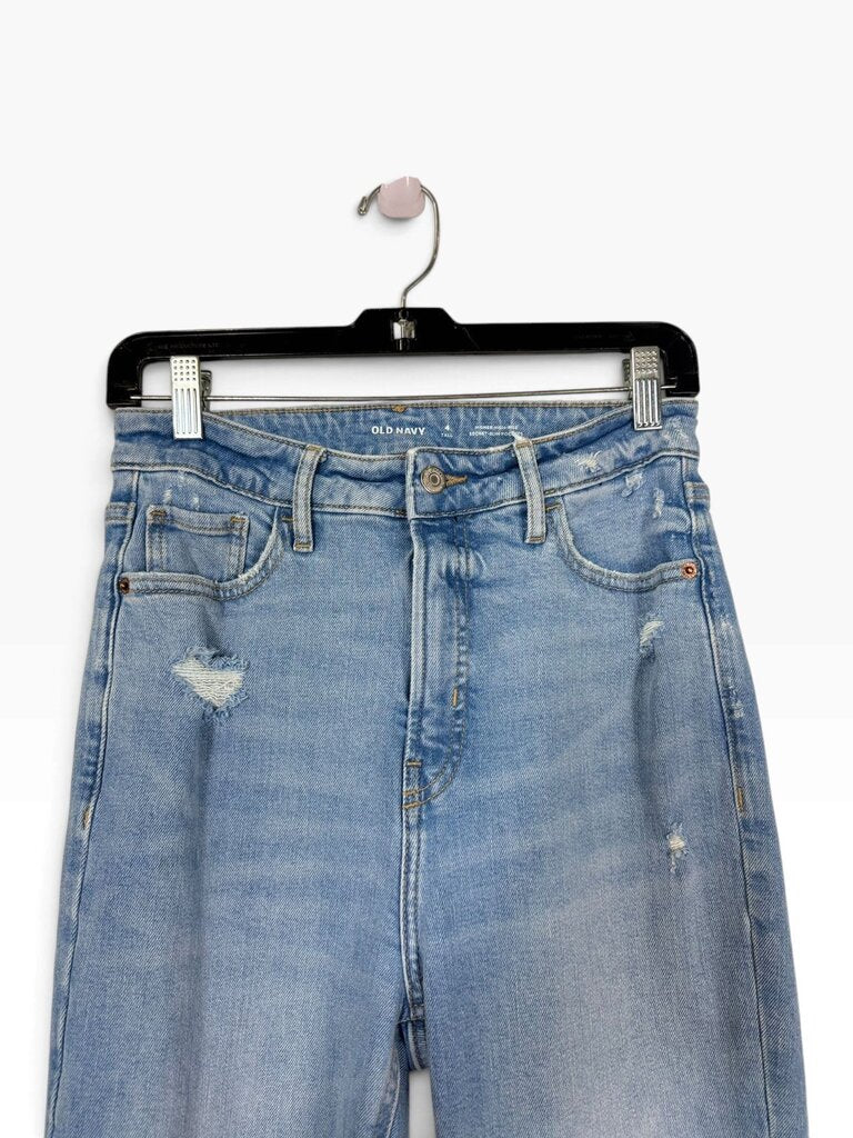 OLD NAVY "HIGHER HIGH RISE" DISTRESSED FLARE JEANS