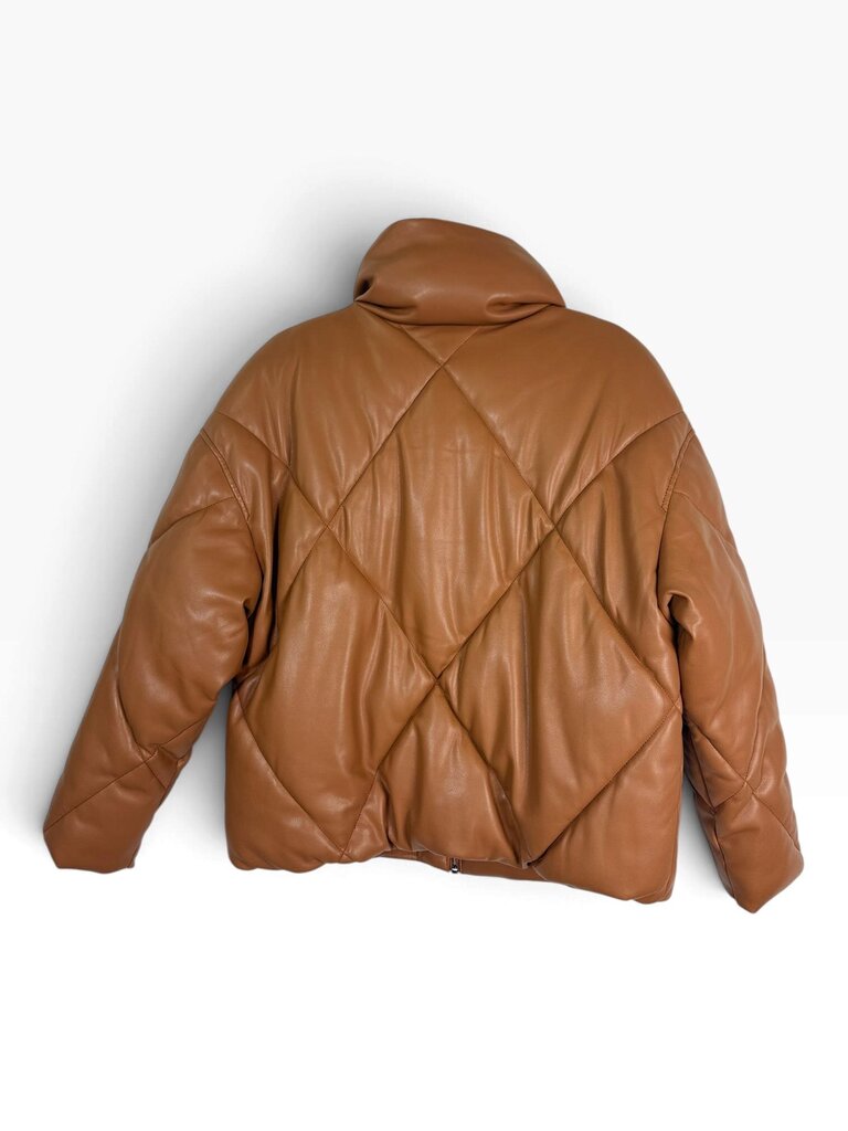 ABERCROMBIE AND FITCH VEGAN LEATHER PUFFER JACKET