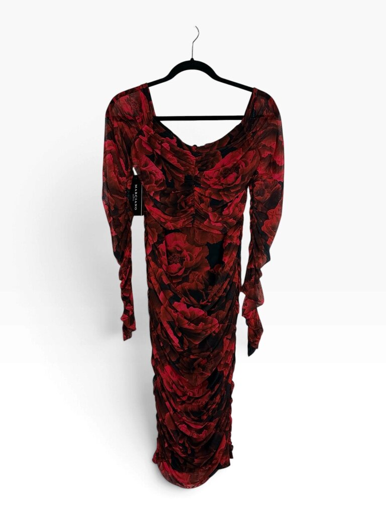 MARCIANO ROSE PRINT MESH DRESS