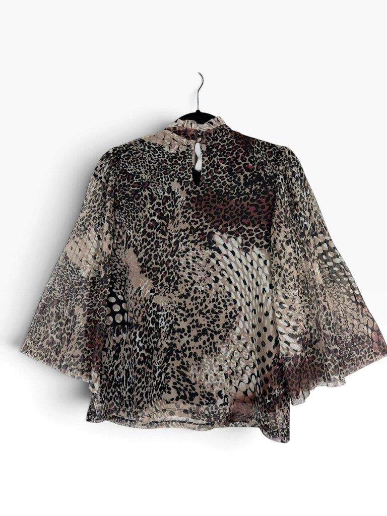CHICO'S ANIMAL PRINT MESH BLOUSE