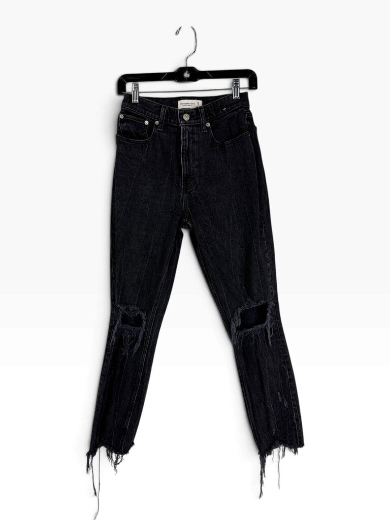 ABERCROMBIE AND FITCH DISTRESSED "HIGH RISE MOM" JEANS