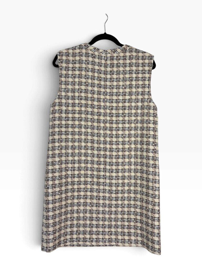 VERONICA BEARD SLEEVELESS TWEED SHIFT DRESS
