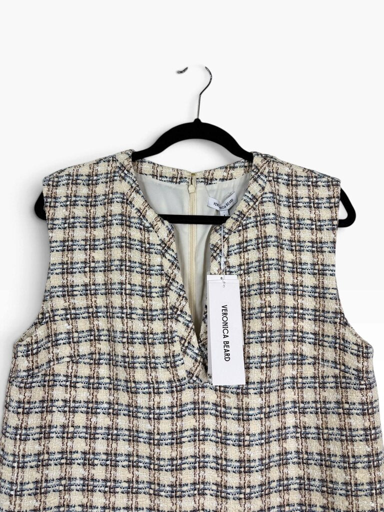 VERONICA BEARD SLEEVELESS TWEED SHIFT DRESS