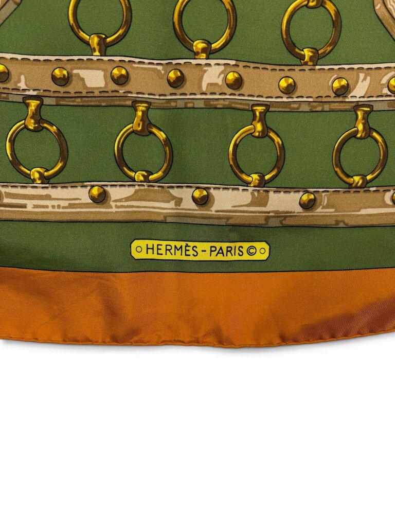 HERMES VINTAGE 1970S HORSEBIT FLORAL SCARF
