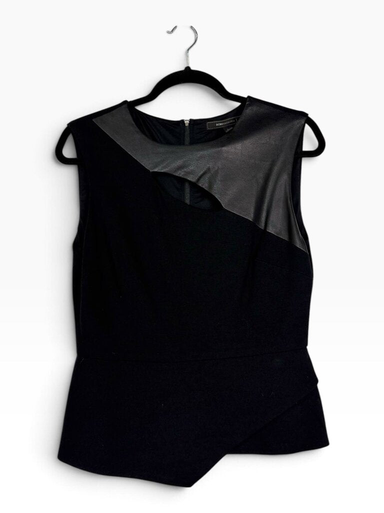 BCBG MAXAZRIA VEGAN LEATHER TOP