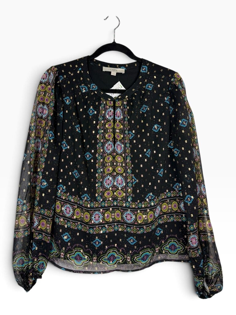 LOFT GEO PRINT CHIFFON BLOUSE