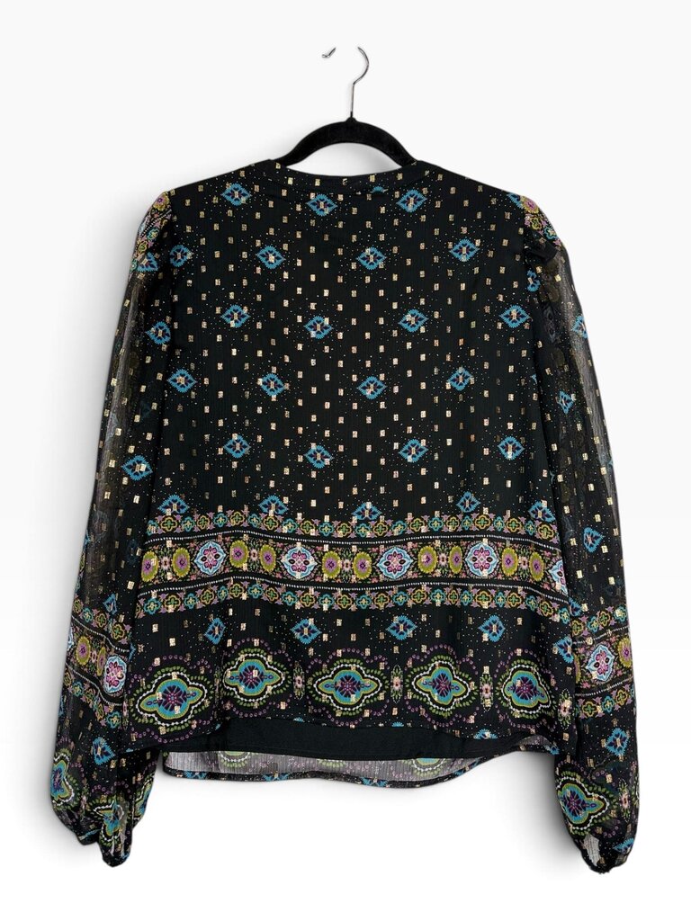 LOFT GEO PRINT CHIFFON BLOUSE