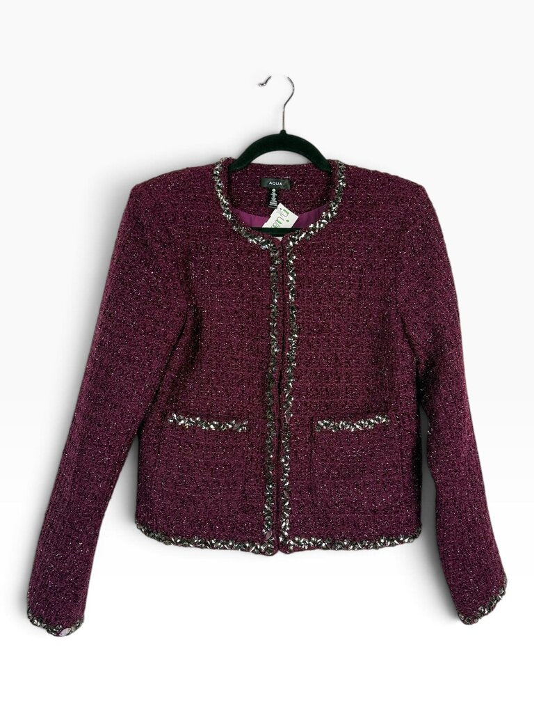 AQUA BROCADE BEJEWELED JACKET