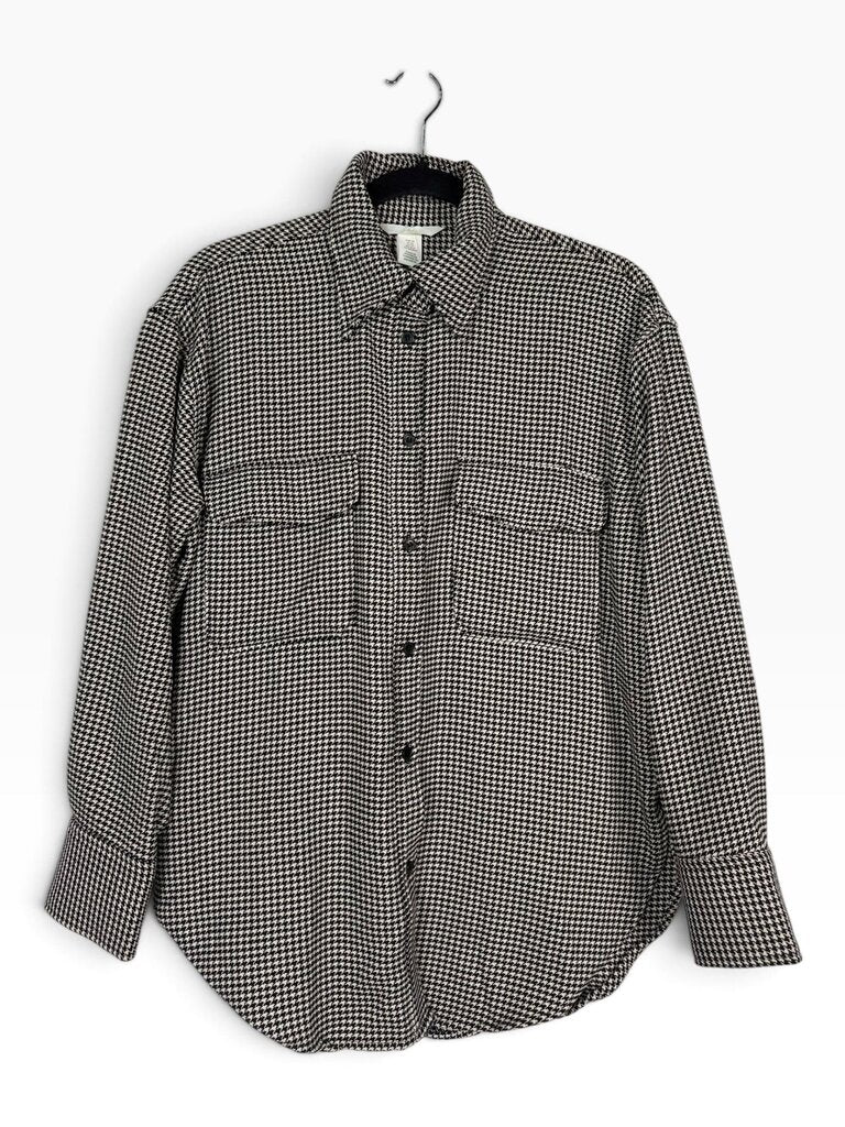 H&M HOUNDSTOOTH PRINT BUTTON DOWN