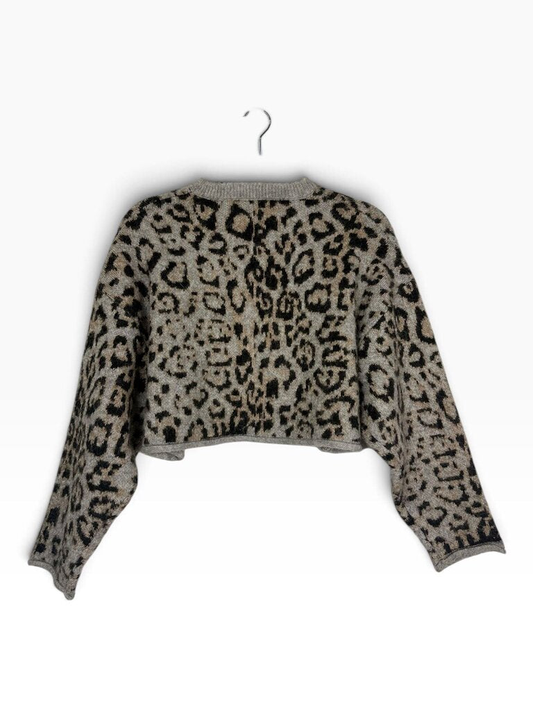 ZARA CROPPED LEOPARD PRINT SWEATER