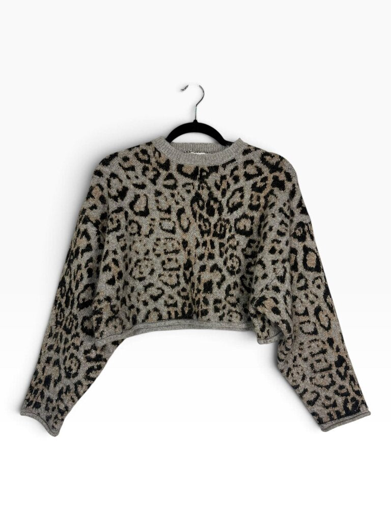 ZARA CROPPED LEOPARD PRINT SWEATER