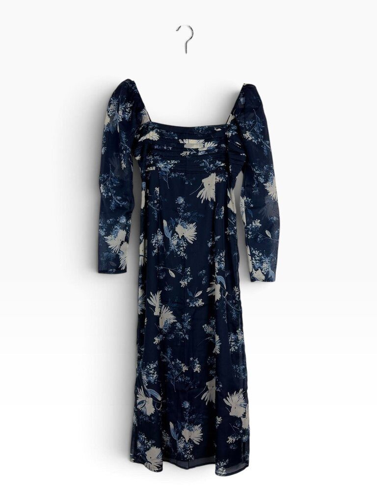 ABERCROMBIE AND FITCH FLORAL CHIFFON MIDI DRESS