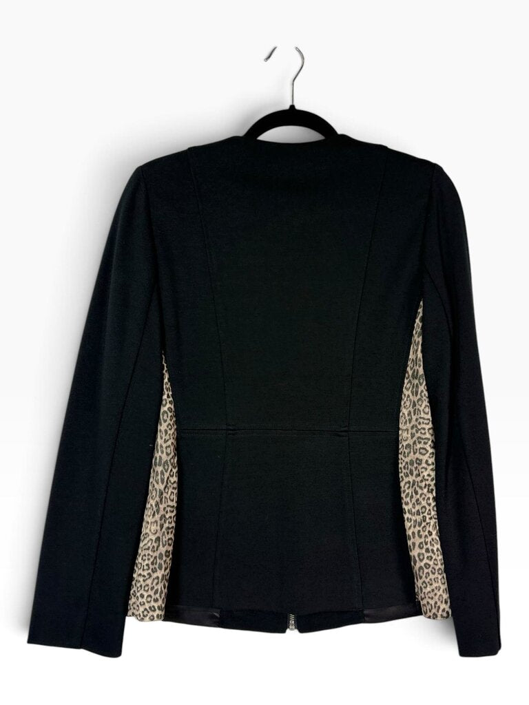 CHICO'S FAUX LEATHER ANIMAL PRINT JACKET