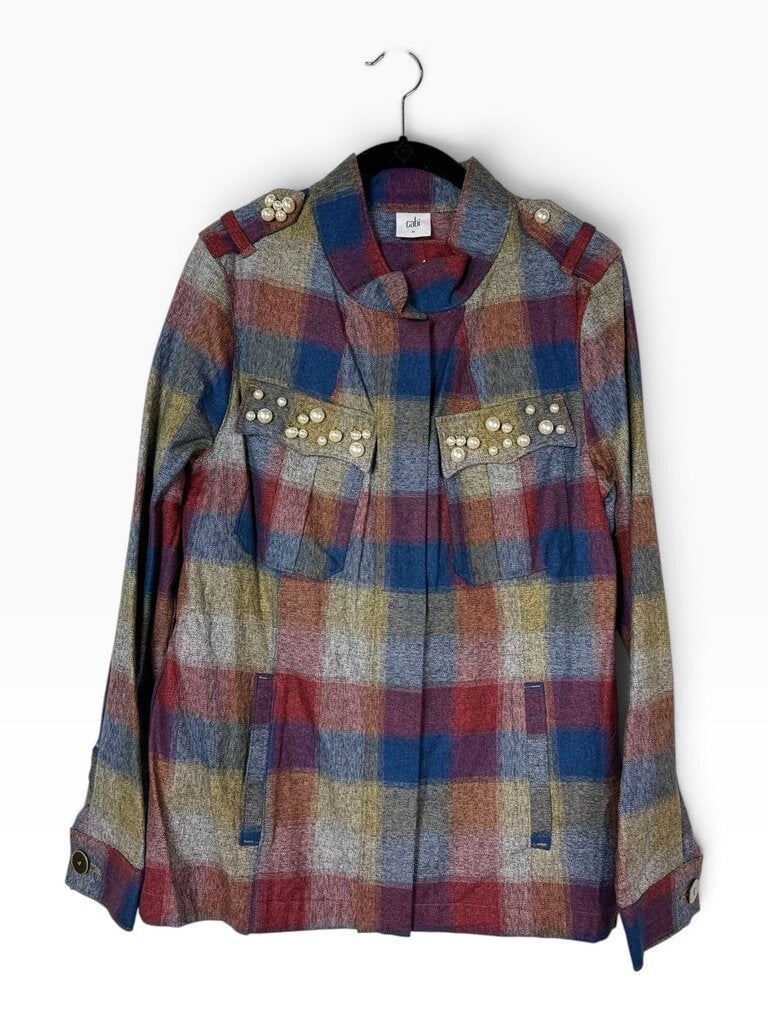 CABI PEARL DETAIL PLAID JACKET
