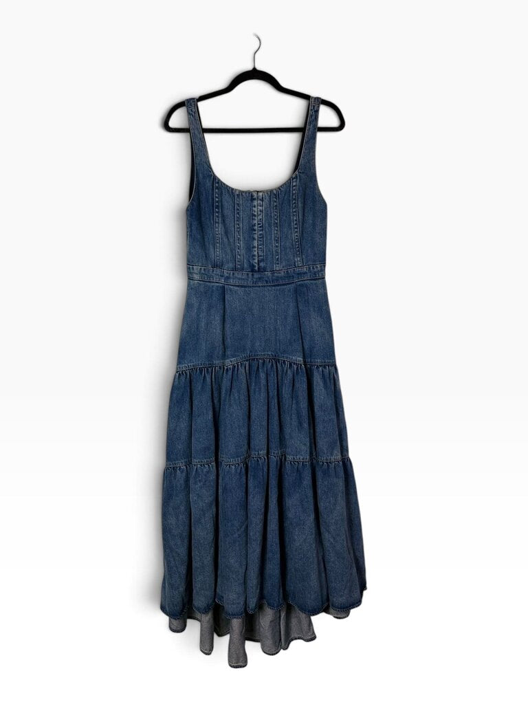 ALICE & OLIVIA DENIM TIERED MAXI DRESS