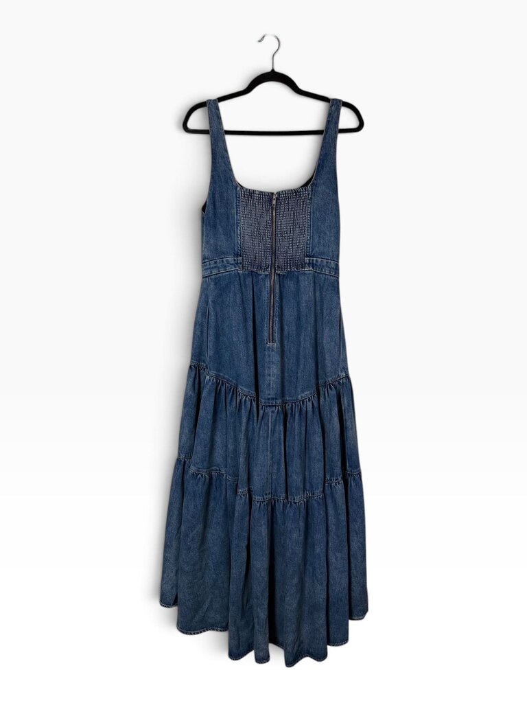 ALICE & OLIVIA DENIM TIERED MAXI DRESS