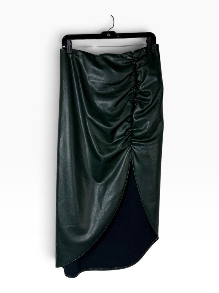 VERONICA BEARD RUCHED FAUX LEATHER SKIRT
