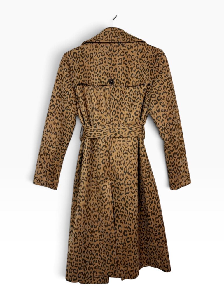 CHICO'S ULTRASUEDE LEOPARD PRINT TRENCH COAT