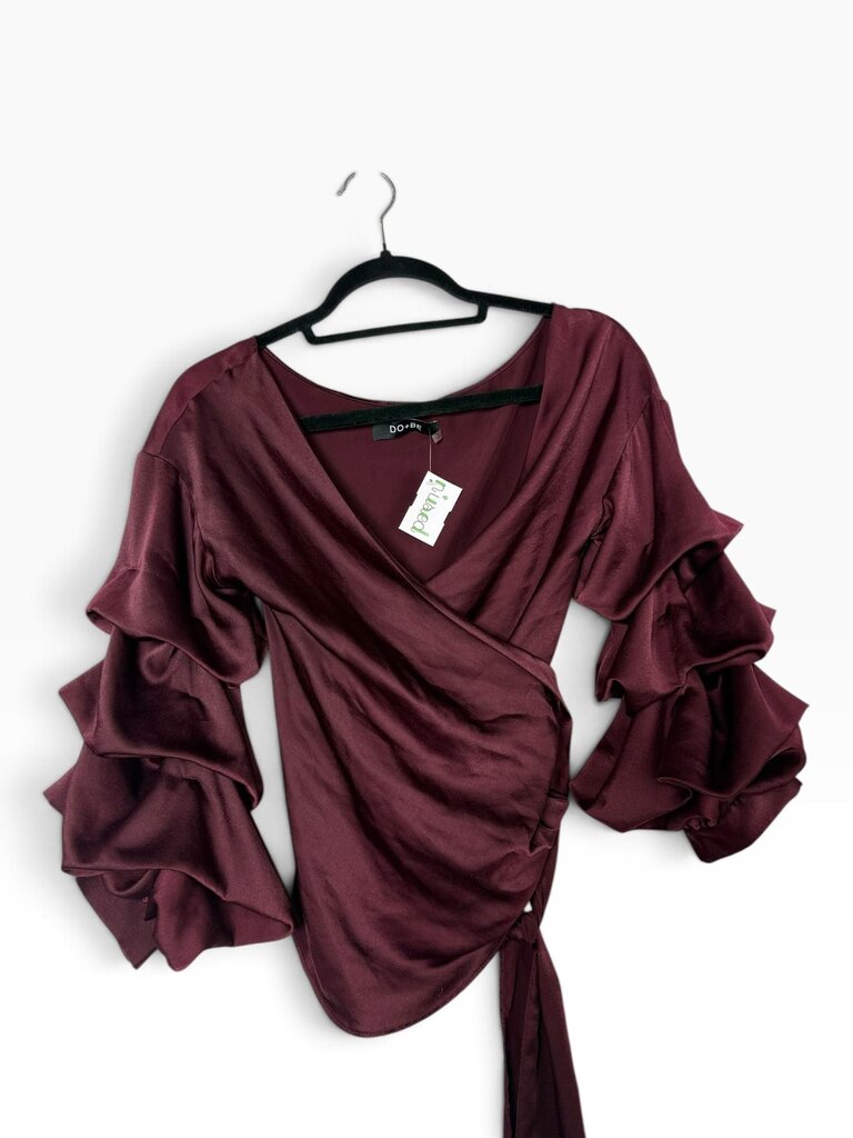 DO + BE SATIN WRAP BLOUSE
