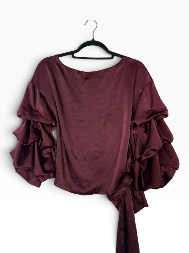 DO + BE SATIN WRAP BLOUSE