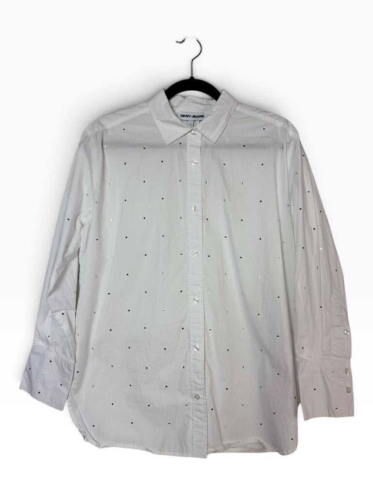 DKNY JEANS RHINESTONE BUTTON DOWN
