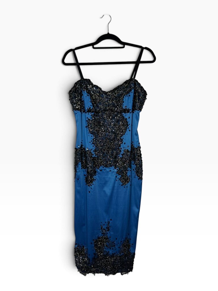 JULIAN JOYCE BEADED LACE FITTED DRESS