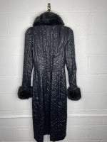 Betsey Johnson VINTAGE Quilted Fur Trim Maxi Coat