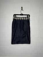 Dolce & Gabbana Denim Skirt with Houndstooth Waistband